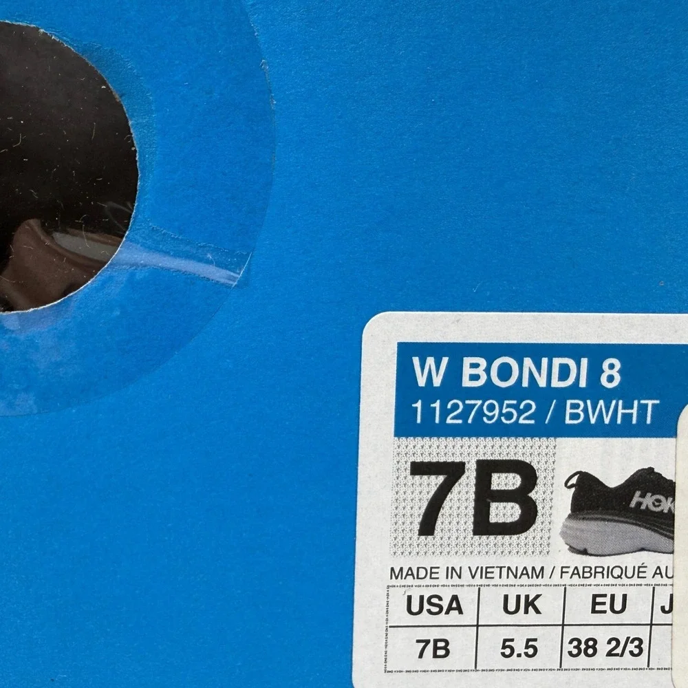 Hoka Bondi 8 Womens Running Shoes Size 7 B Black White 1127952 BWHT